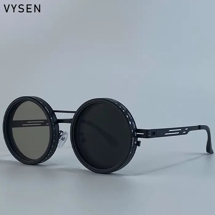 Steampunk ND9 vitesse réglable gradation lunettes de soleil hommes Punk rond petit cadre lunettes de