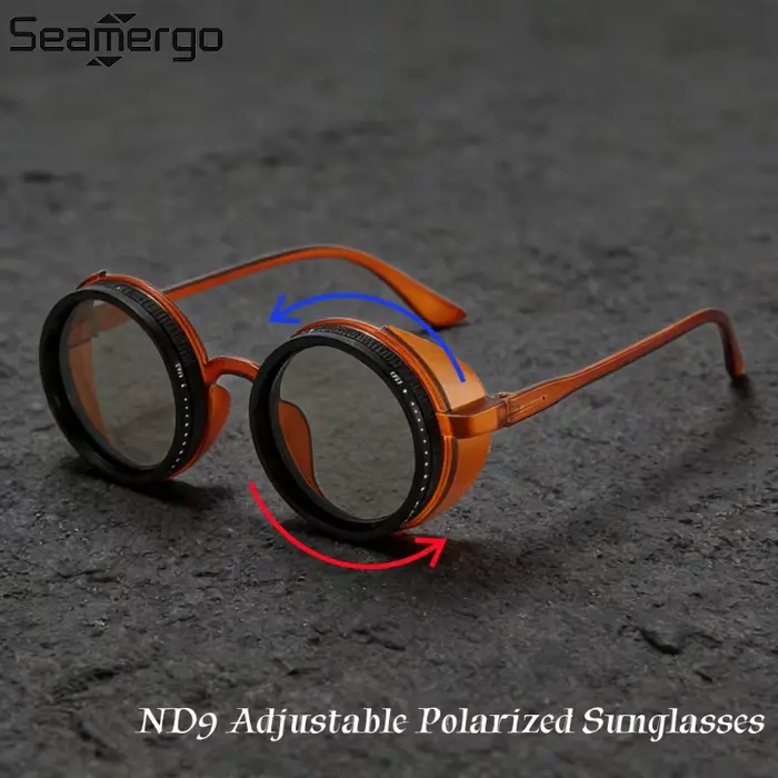 SEAMERGO rétro petit cadre rond ND9 lunettes de soleil polarisées à intensité variable à la mode lun