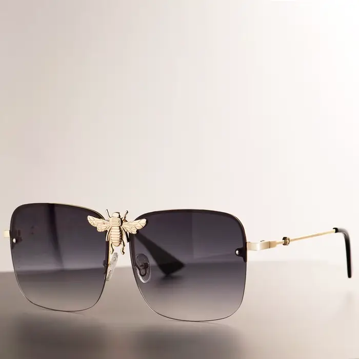 Lunettes de soleil abeille de luxe pour hommes et femmes, monture en métal, UV400, Vintage, à la mod