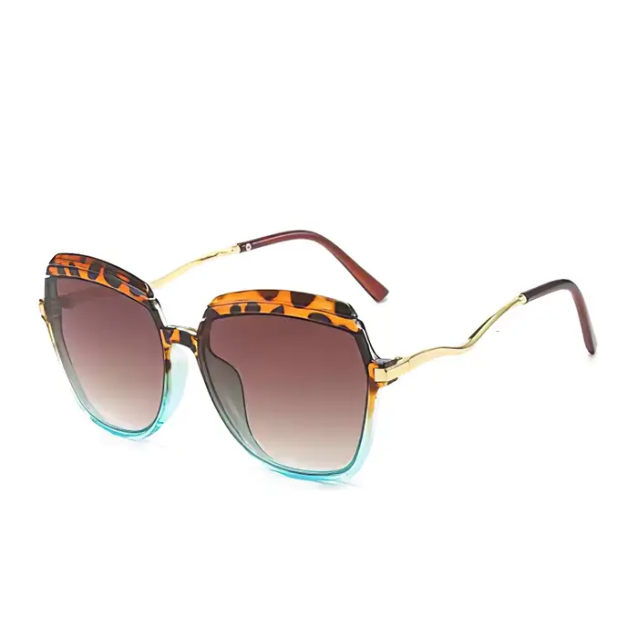 Lunettes de soleil vintage à la mode pour femmes, monture multicolore, lunettes de forme dorée avec 