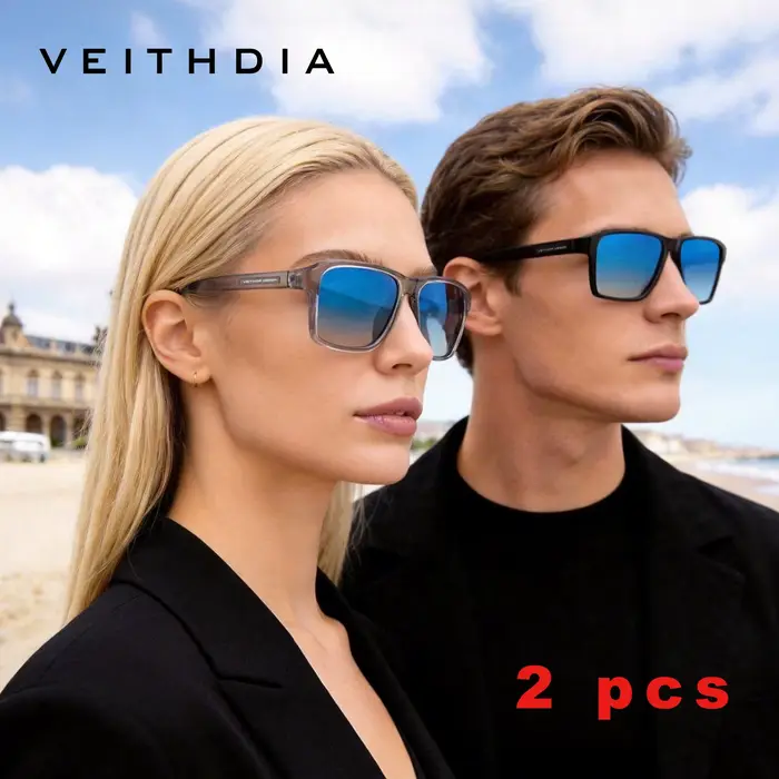 VEITHDIA 2 Paires de Lunettes de Soleil Polarisées UV400 Tendance D7919 avec Verres Photochromiques 