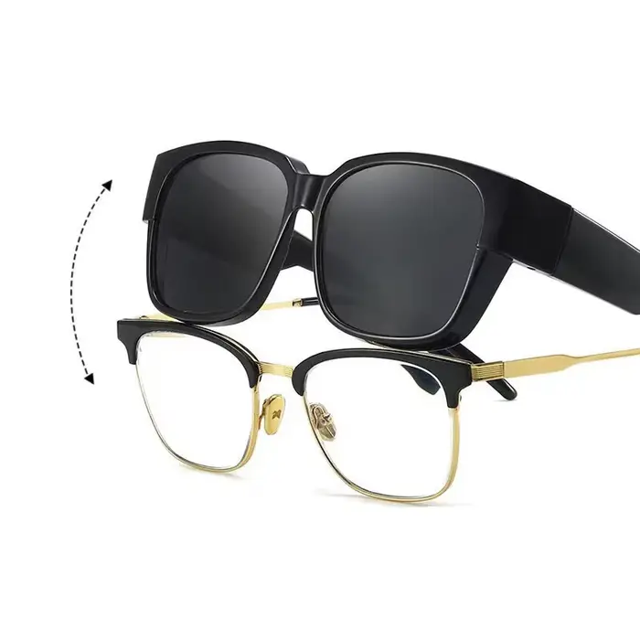Nouvelle mode lunettes de soleil polarisées couvrir sur myopie lunettes de Prescription Portable hom