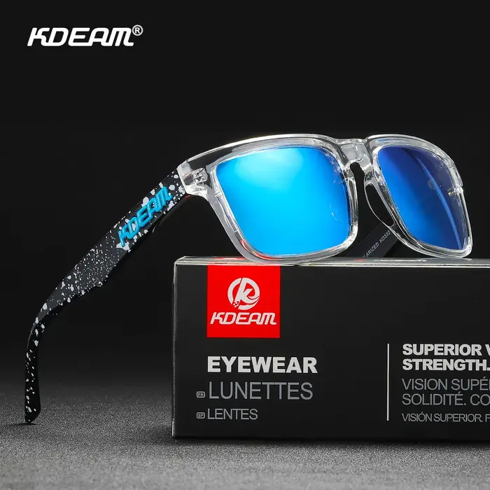 KDEAM-Lunettes de soleil carrées polarisées avec logo 3D, verres à revêtement véritable, pour vacanc