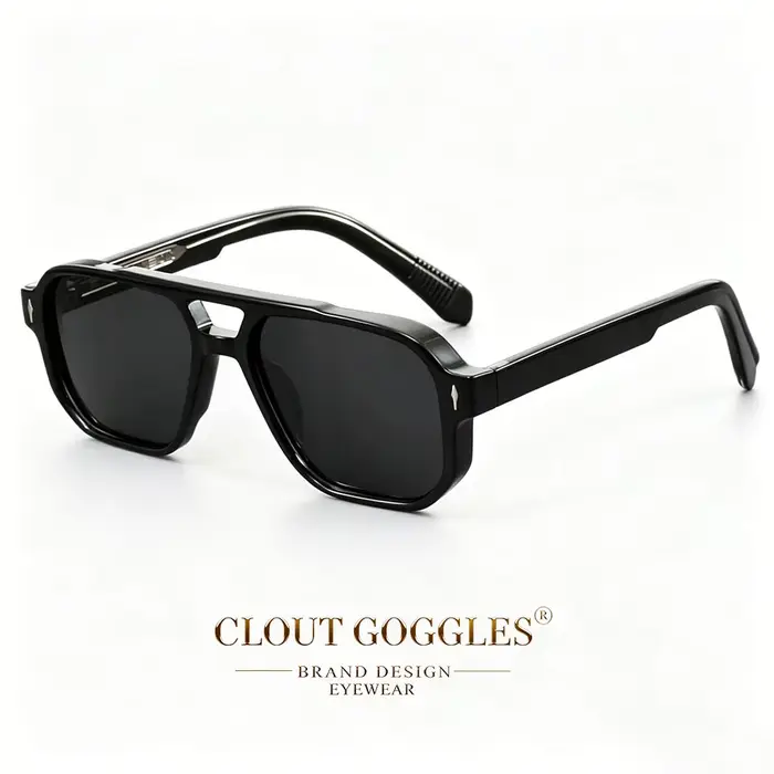 CLOUT GOGGLES Lunettes de soleil classiques de pilote pour hommes et femmes, en métal, à double pont