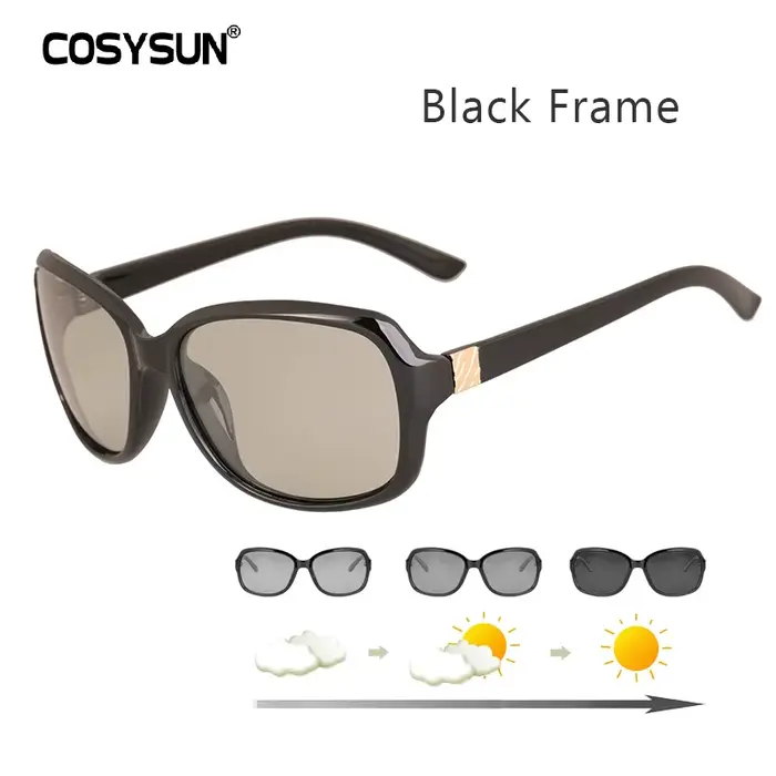 Lunettes de soleil photochromiques de luxe pour femmes, grande monture polarisées, originales, avec 
