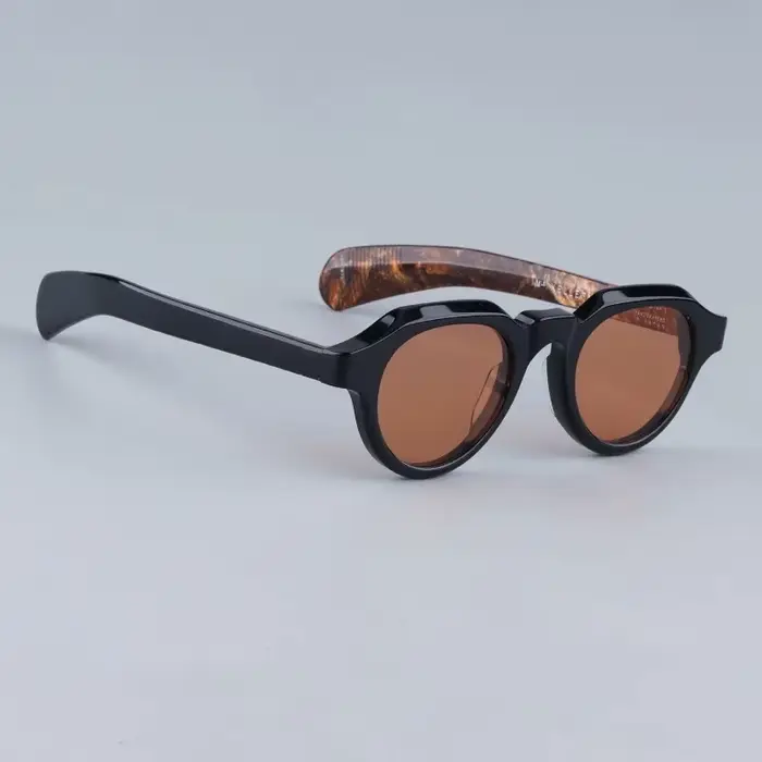 JMM KELLERMAN Lunettes de soleil rondes à la mode, fabriquées à la main, de marque de créateur, avec