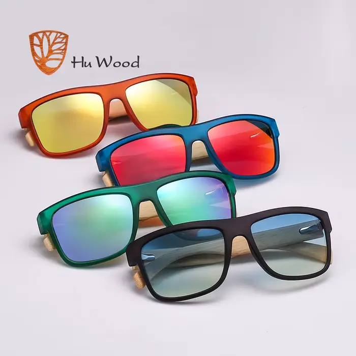 HU WOOD nouveauté lunettes de soleil polarisées pour hommes femmes lunettes de soleil en bambou roug
