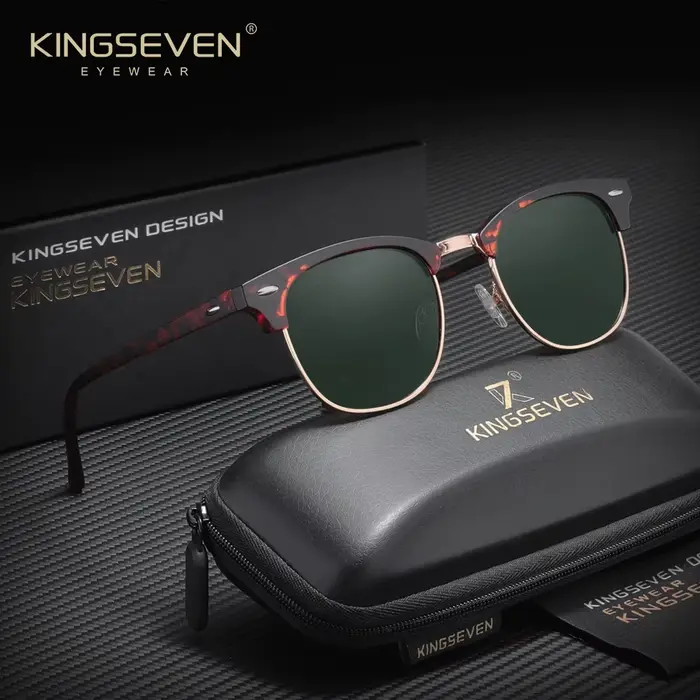 KINGSEVEN – lunettes de soleil demi-monture polarisées, Protection UV400, anti-éblouissement, pour h