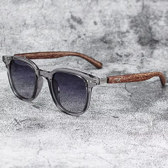 Lunettes de soleil vintage tendance pour hommes, monture en bois, style classique, verres de conduit
