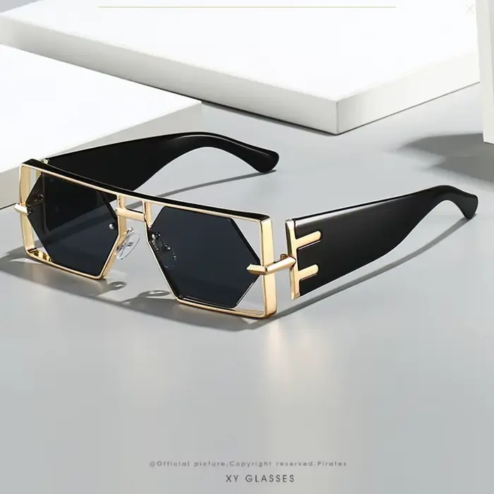 2025 nouvelles lunettes de soleil creuses hommes femmes Hip Hop célébrités d'internet Ins mode