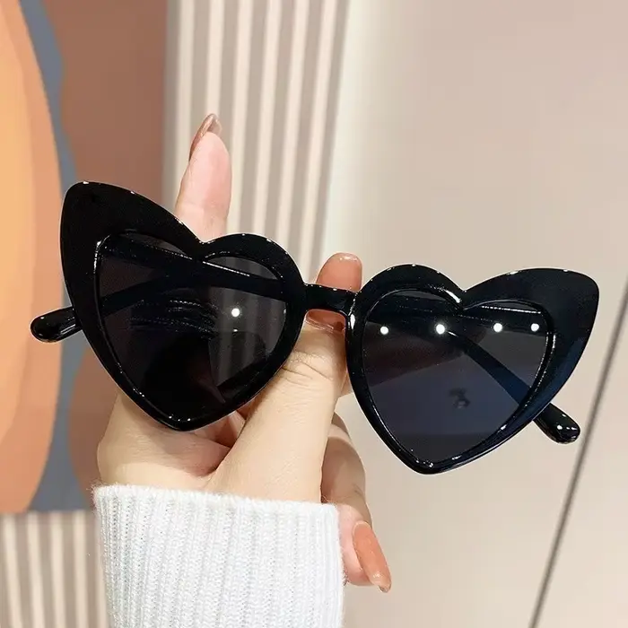 6 pièces de lunettes unisexes mignonnes en forme de cœur rond