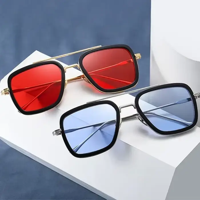Marque Designer Iron Man Tony Stark pêche lunettes de soleil pour hommes carré Sport de plein air co