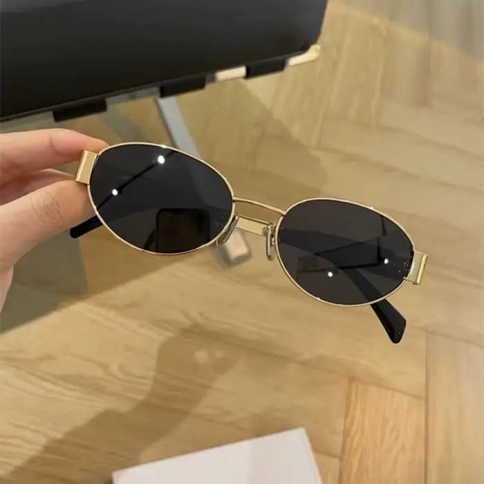 Lunettes de soleil ovales tendance vintage pour femmes, monture en métal de luxe, lunettes de soleil
