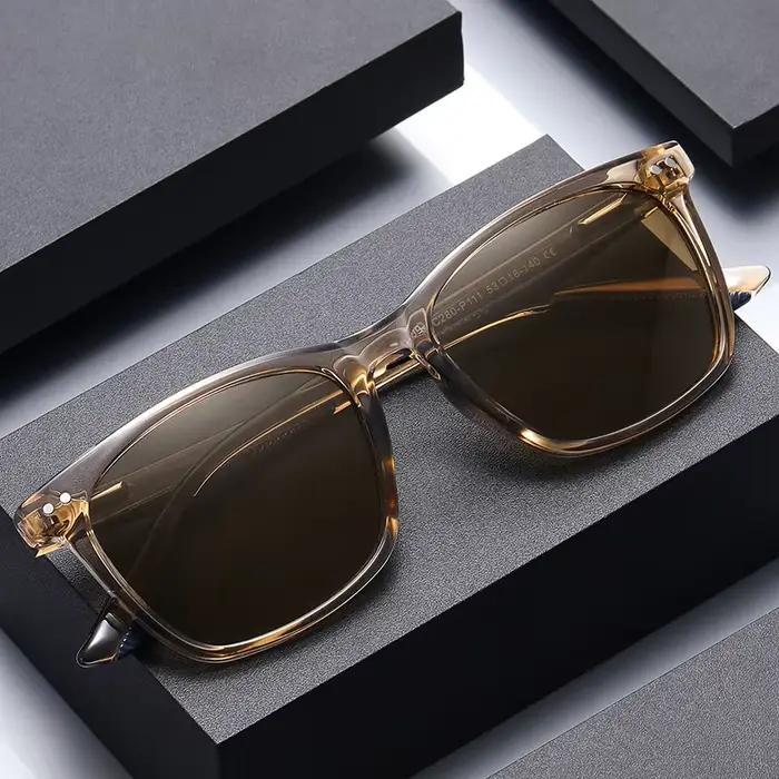 Femmes rétro extérieur lunettes de soleil polarisées pour hommes mode Transparent coréen carré fille conduite