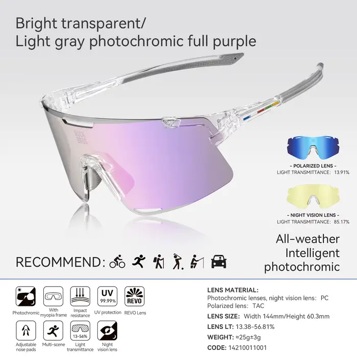 ROCKBROS ROAD TO SKY lunettes de vélo 3 lentilles photochromiques + lunettes de soleil de vélo polar
