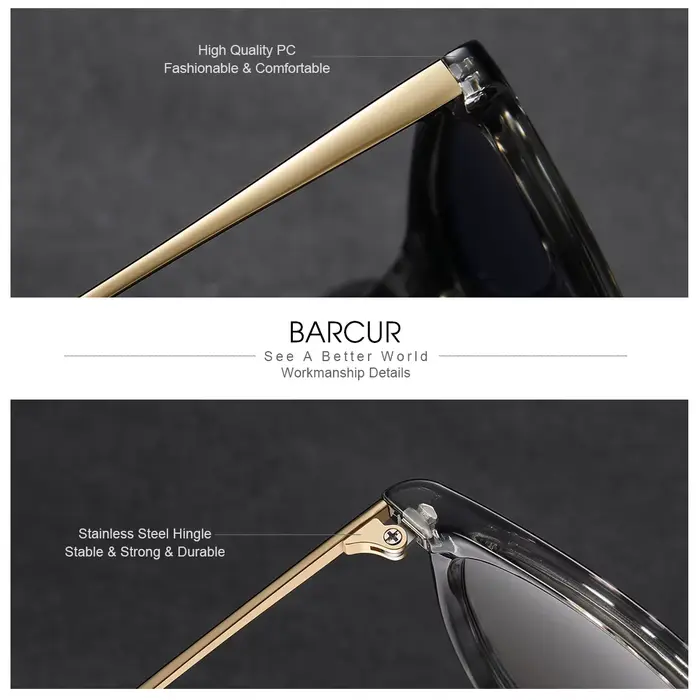 BARCUR-Lunettes de soleil polarisées pour femmes, design de marque, à la mode, monture en plastique 