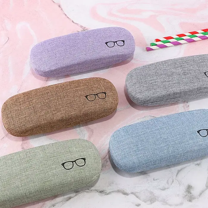 Étui à lunettes rigide en tissu de lin