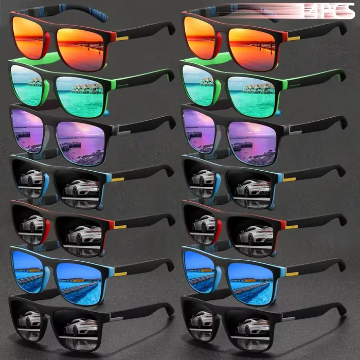 14 pièces mode Vintage carré lunettes de soleil hommes femmes pêche conduite homme marque de luxe co