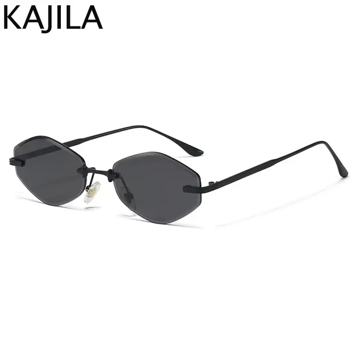 Petites lunettes de soleil hexagonales sans monture pour femmes 2025 – Marque de luxe, style rétro, 