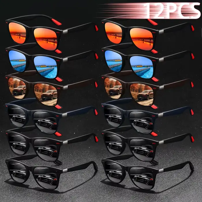 Lunettes de soleil classiques décontractées, 12 pièces, carrées, pour hommes et femmes, pour la cond