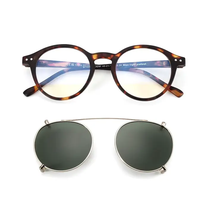 ZENOTTIC Style rétro pince sur lunettes de soleil pour hommes femmes cercle Anti lumière bleue lunet