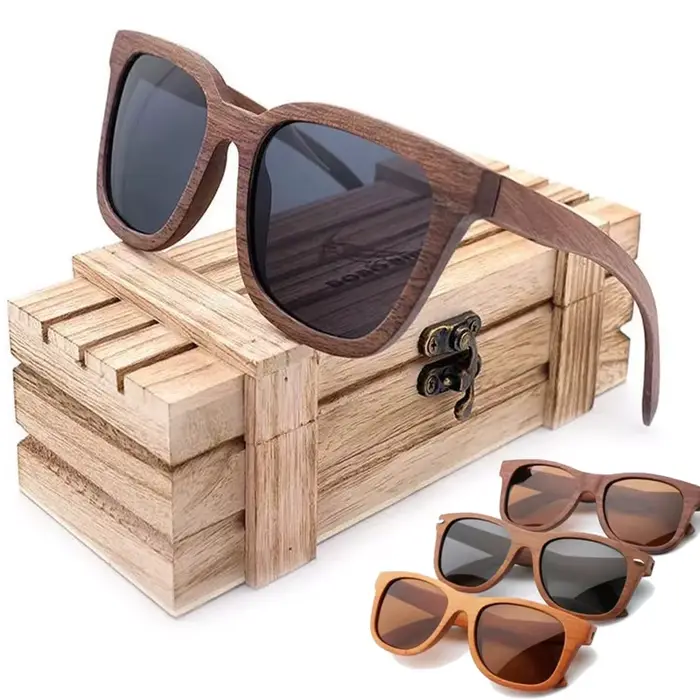 Lunettes de soleil rétro en bambou pour femmes