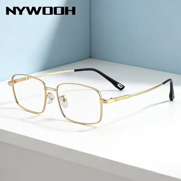 Grandes lunettes carrées pour visage large adultes hommes femmes métal titane plein cadre minimaliste
