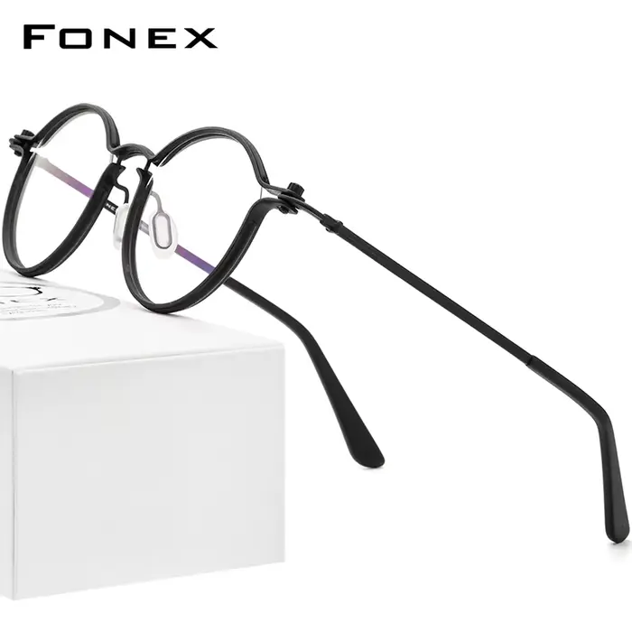 FONEX alliage lunettes cadre hommes marque Design rétro Vintage rond lunettes femmes japonais haute 