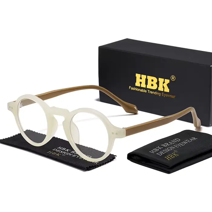 HBK Vintage rond hommes petites lunettes cadre de haute qualité marque Design Anti lumière bleue