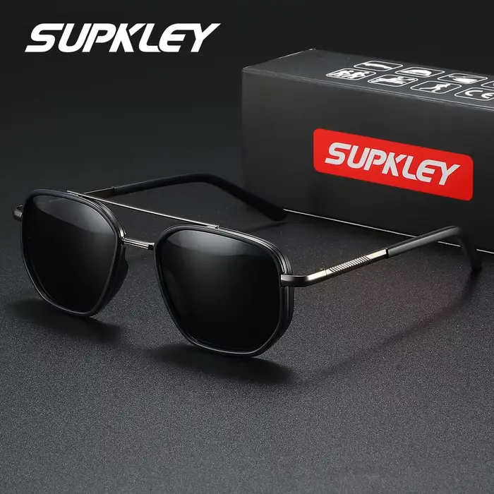 SUPKLEY Lunettes de soleil exquises avec monture rectangulaire et film polarisant pour une photograp