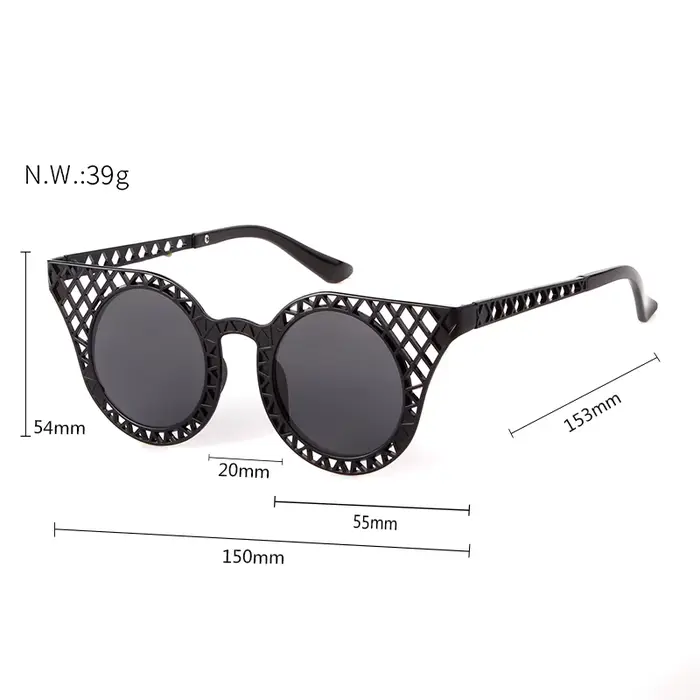 LAURINNY 2025 rond oeil de chat cadre en métal lunettes de soleil femmes hommes rétro marque Design marron