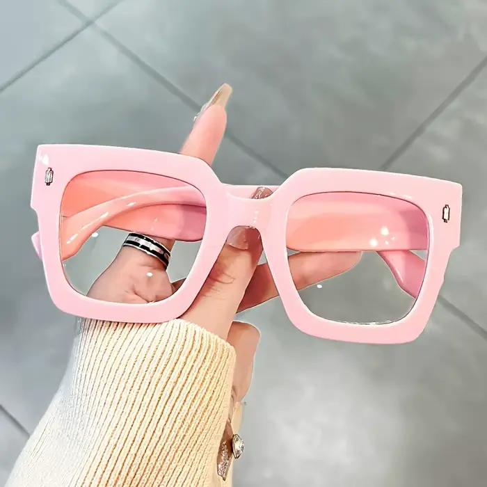 Lunettes vintage carrées à jante complète unisexe, revêtement antireflet, lentilles transparentes à 