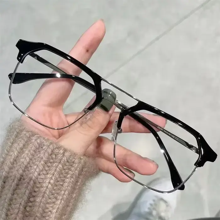 Lunettes anti-lumière bleue demi-cerclées tendance, nouvelle marque de luxe, monture carrée pour le 