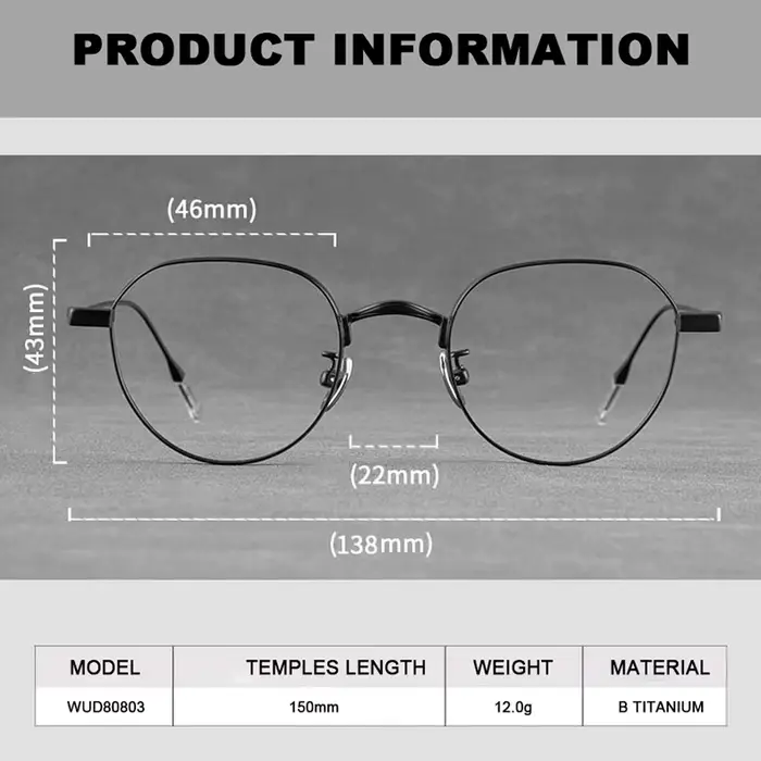 Montures de lunettes en titane ultra-légères faites à la main pour hommes