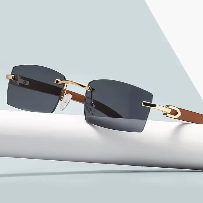Lunettes de soleil rectangulaires sans bords pour hommes