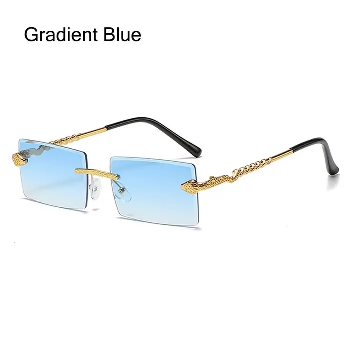 Lunettes de soleil en métal en forme de serpent sans monture, monture carrée, nuances de rue sans ca