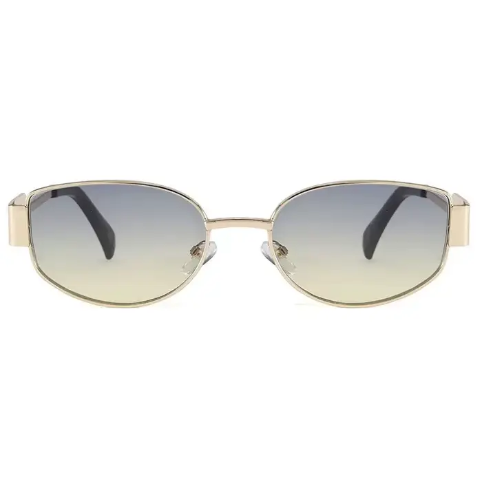 Nouvelles lunettes de soleil haut de gamme pour femmes, monture ovale en métal, lunettes de soleil pour hommes, style rétro européen et américain