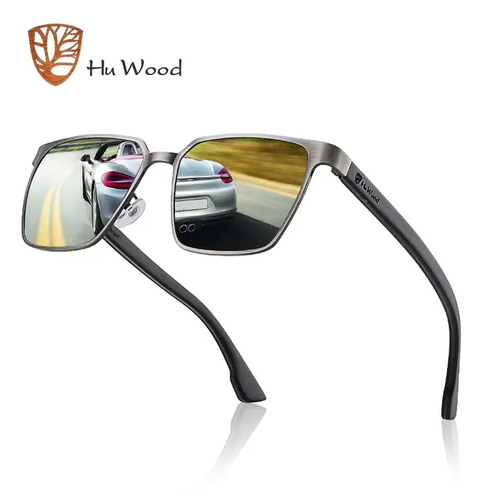 Hu Wood haute qualité hommes lunettes de soleil carrées