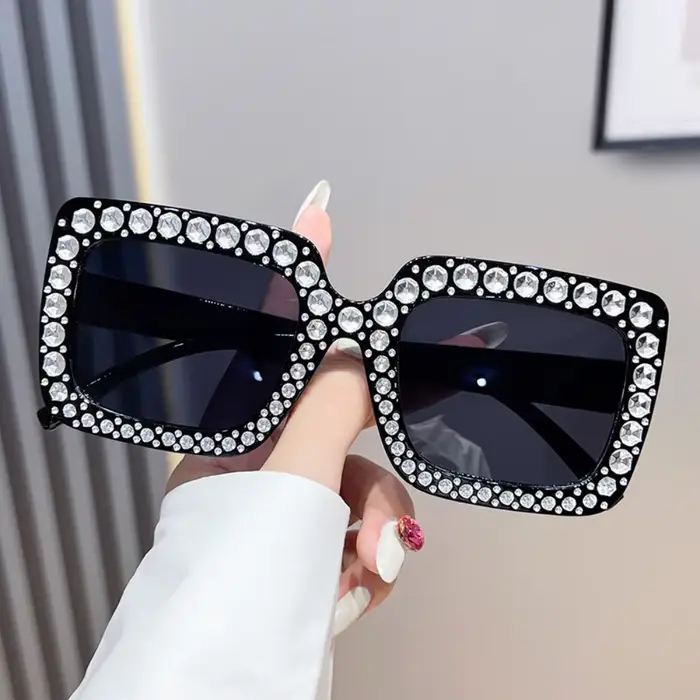 Mode diamant lunettes de soleil femmes hommes marque de luxe concepteur paillettes