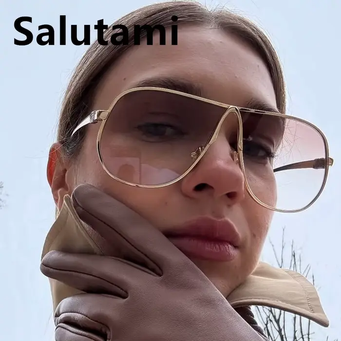 Nouvelle marque de mode lunettes de soleil carrées surdimensionnées pour femmes vintage alliage dégradé