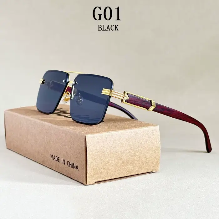 2025 lunettes De soleil sans monture femmes à la mode Vintage lunettes De soleil carrées pour hommes