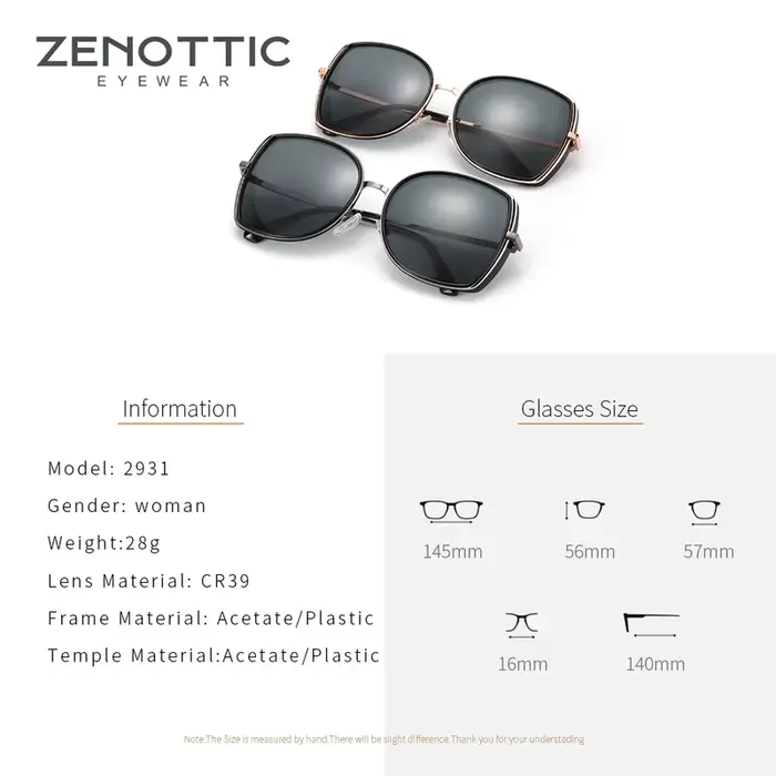 ZENOTTIC – lunettes de soleil polarisées papillon pour femmes, surdimensionnées, monture métallique 