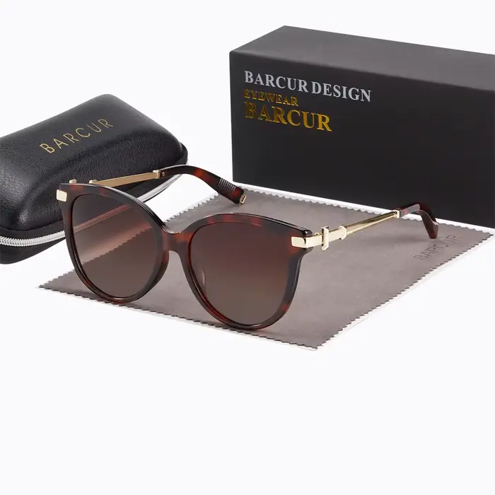 BARCUR Lunettes de soleil pour femmes exquises, luxueuses et élégantes, montures œil de chat, emball