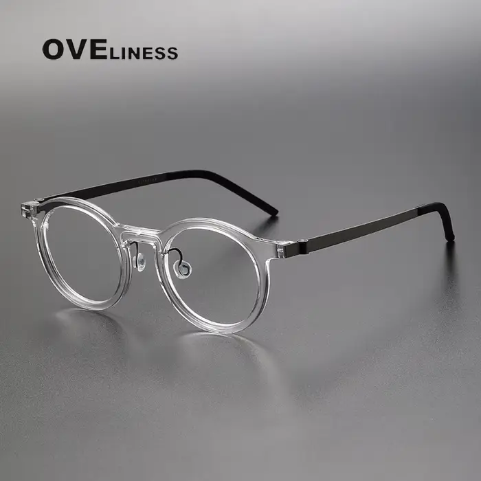 Acétate titane lunettes cadre hommes rétro Vintage rond montures