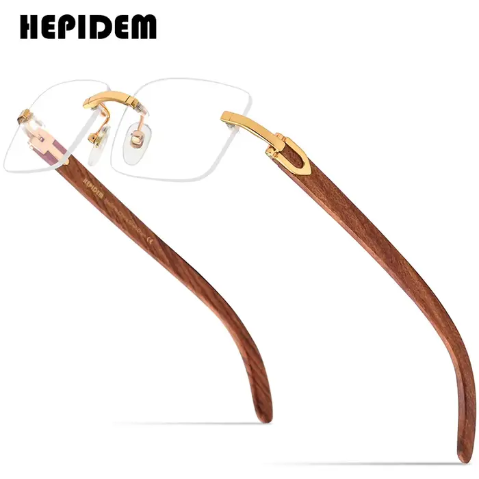 HEPIDEM-Lunettes en corne de buffle pour hommes et femmes, lunettes sans monture, lunettes en bois, 