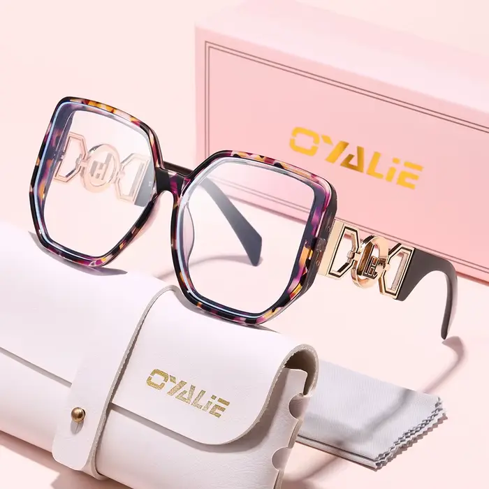 Lunettes Oyalie à monture large et élégante avec accents métalliques