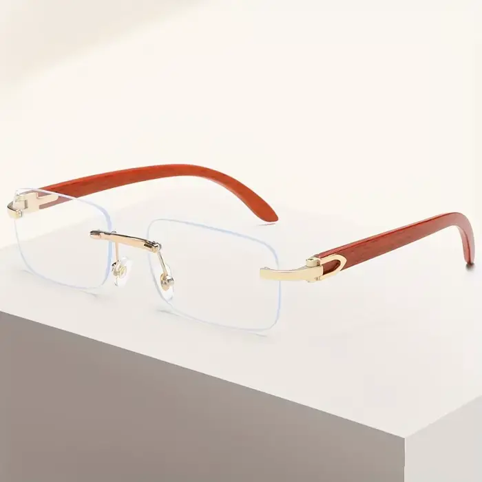 Lunettes à jambes plates en Grain de bois