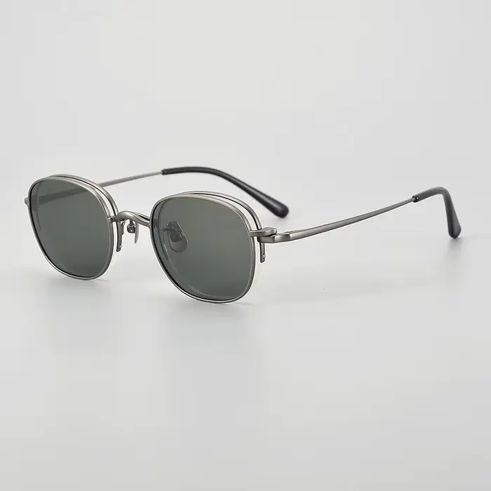 Lunettes de soleil 2 en 1 magnétiques de luxe vintage en titane pour homme, monture à clips, design 