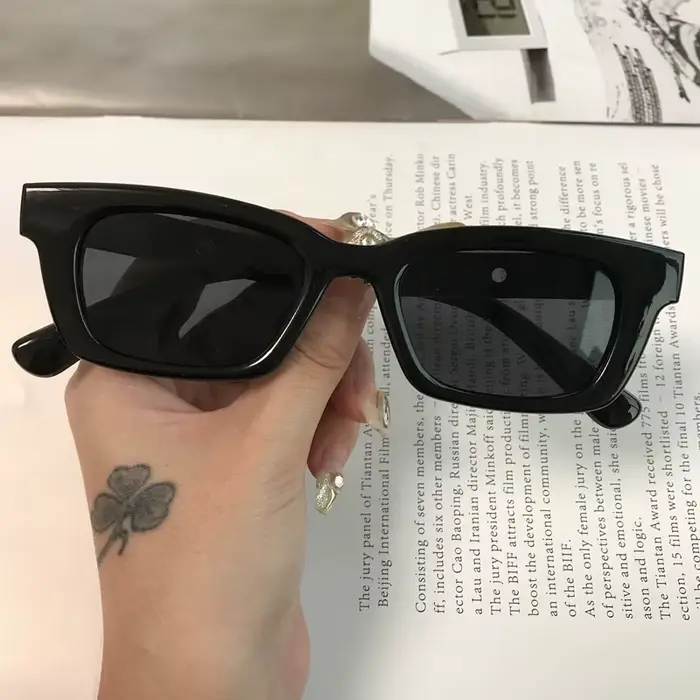 Lunettes de soleil rectangulaires vintage pour femmes, lunettes de soleil à points rétro pour femmes