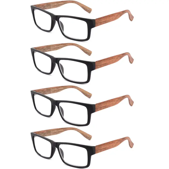 4 Pack nouvelle mode Imitation bois Design lunettes de lecture pour hommes haute qualité Rectangle c
